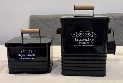 Laundry Detergent Pod Container and Dryer Sheet Holder Farmhouse Laundry   MINT