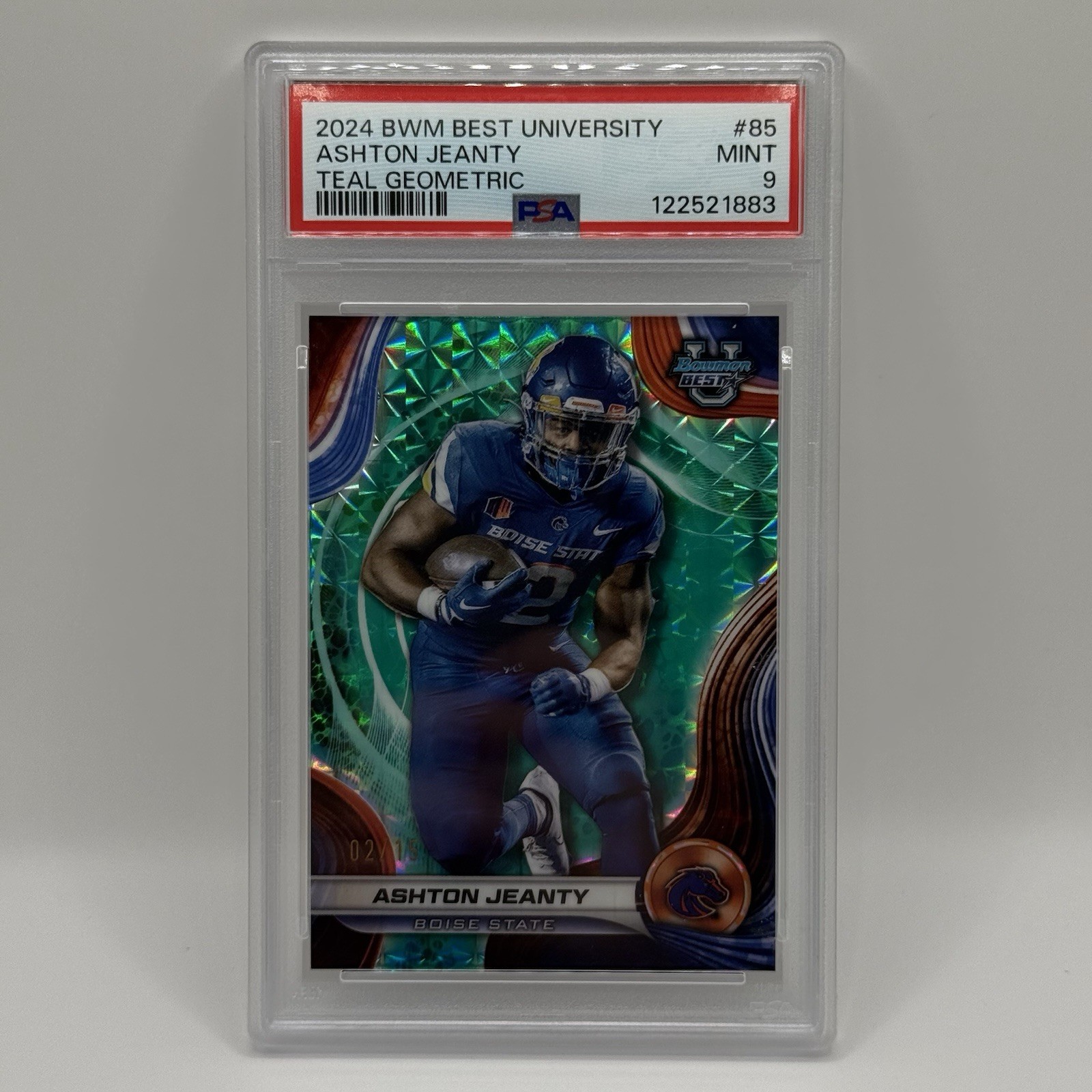 2024 Bowman's Best University Ashton Jeanty #85 Teal Refractor /15 (RC)