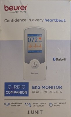 Beurer Cardio Companion 3-Lead Portable EKG Machine Monitor ME75 Bluetooth NEW