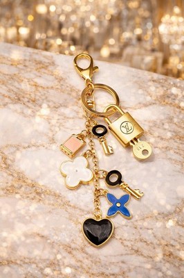 Authentic LV Gold Padlock & Key   Unbranded Bag Charm / Keychain Combo