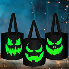 3Pcs Glow in Dark Halloween Trick or Treat Buckets for Kid, Classic