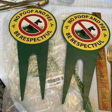 PACK OF 2 Dog Poop Sign for Yard 12X6 Double Sided No Pooping Dog Sign