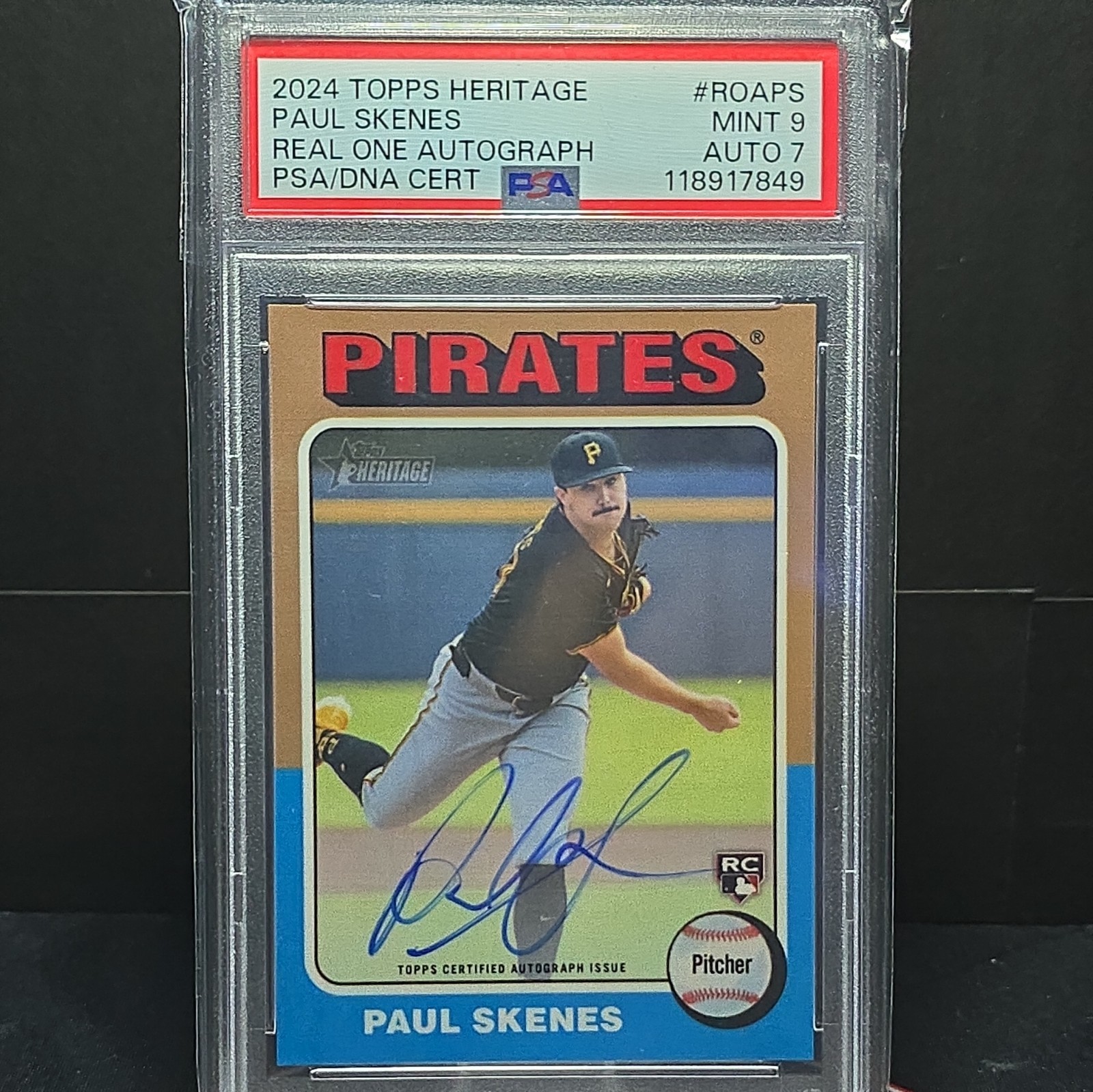 2024 Topps Heritage High Number Paul Skenes Real One Auto RC #ROA-PS PSA 9