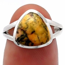 Natural Honey Dendritic Opal 925 Sterling Silver Ring s.7 Jewelry R-1005