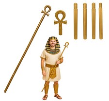 Gold Egyptian Ankh Pharaoh Staff Scepter Cane Cosplay Costume Accessory Prop