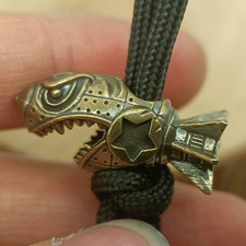2 pcs Retro Brass Shark Missile Knife Lanyard Paracord Bead EDC DIY Accessories