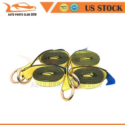 4X Lasso Strap Car Hauler Tow Dolly Tire Wheel Tie Down Straps 2'' X 12' Yellow
