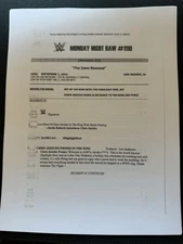 WWE Monday Night RAW SCRIPT #1110 Sept 1st 2014  Pro Wrestling WWF ECW TNA AEW