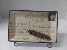 Homart Postage Card Rectagular Dish Feather