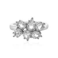 Cavill Damenring 925 Silber Platin WeißQuarz 0,32Ct Topas 1,75Ct Floral-