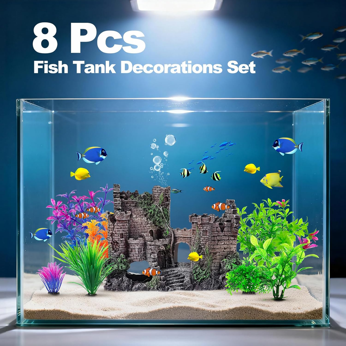 fish tank accessories online Aquarium Decorations Set, Decor with Artificial Plants and Resin Ornaments, Betta Fish Tank for Small Tanks, Soft Safe Plastic Plants with Hideout Cave Décor(Ornaments set #2) Avet HX Series Lever Model:Tanacom 500 detailed and safe for Topwater Rod