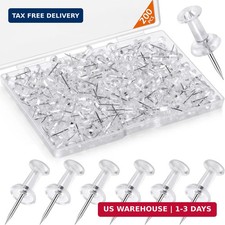 200 Pcs Push Pins Tacks, Thumb Tacks for Wall, Clear Plastic Head, Steel Point,