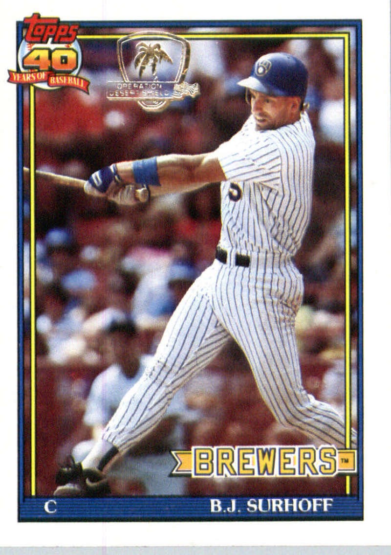 1991 Topps Desert Shield # 592 B.J. Surhoff Milwaukee Brewers