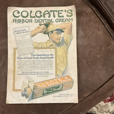 DENTAL MEDICAL COLGATE DENTAL CREAM Advertisement NY Giants Baseball McGraw