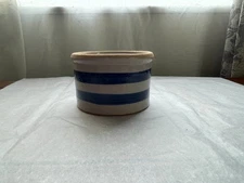Vintage Robinson Ransbottom Pottery Low Blue Crock Roseville - About 4.5”Wx3"H
