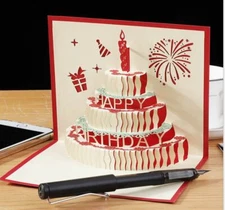 3D pop-up LOVE Wedding Valentines Birthday Cake Card USA Seller Fast Shipping 