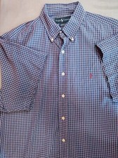 Men's Ralph Lauren Yarmouth Tartan Plaid Dress Shirt 17 32/33 Blue