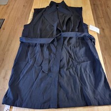NWT Calligraphie Black Wrap Dress Collar Sleeveless Adjustable Large