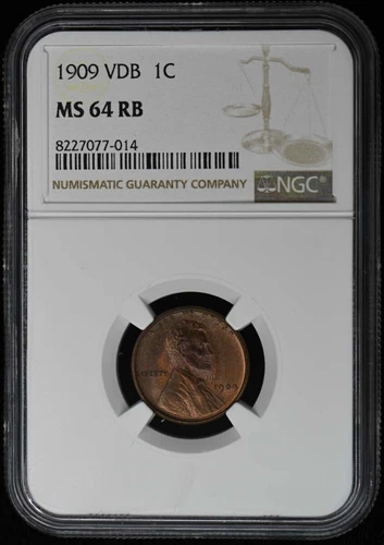 1909 VDB Wheat Reverse Lincoln Cent 1C NGC MS64RB