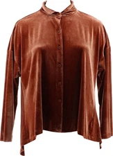 Attitudes Renee Velvet Button Up Top Luxe Copper L NEW (138)