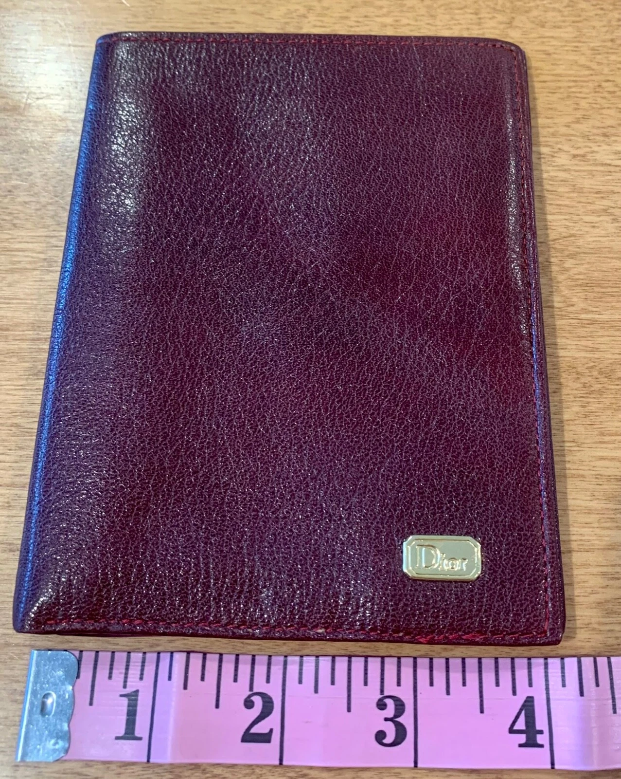 PORTEFEUILLE CASH UNISEXE CHRISTIAN DIOR PARIS NEW YORK VINTAGE BORDEAUX LTHR CARTE PLIANTE BI
