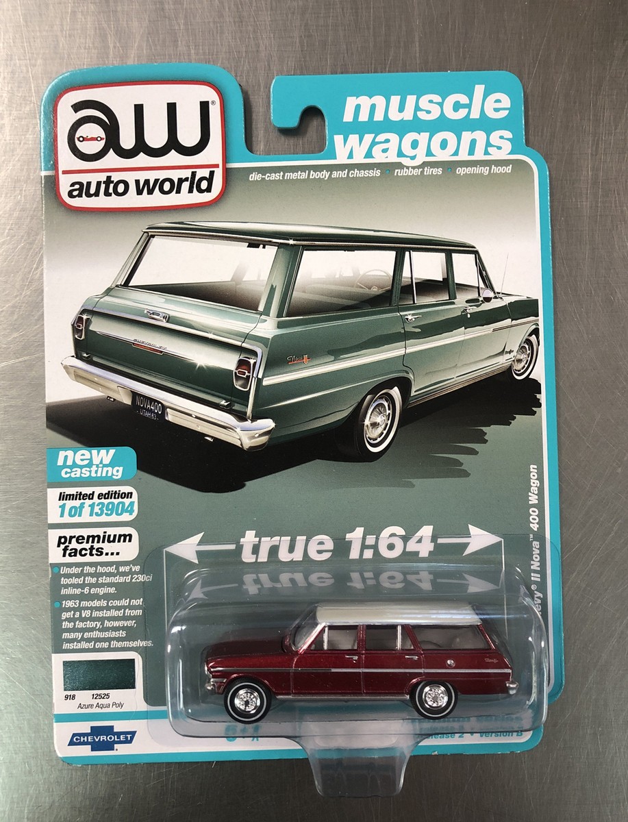 AUTO WORLD PREMIUM CHASE 1963 CHEVY II NOVA 400 WAGON MUSCLE
