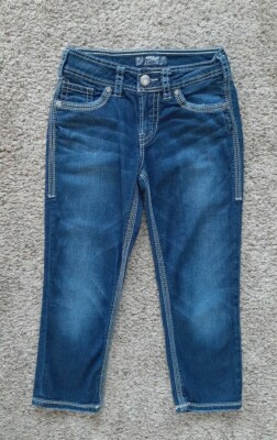Jean Femme Silver Capri/crop - Taille 27 - Délavé Foncé (Dark Wash) - Low Rise - Excellent état Occasion