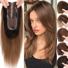 100 Human Hair Topper Clip in Lace Base Real Remy Hairpiece Top Toupee Ombre