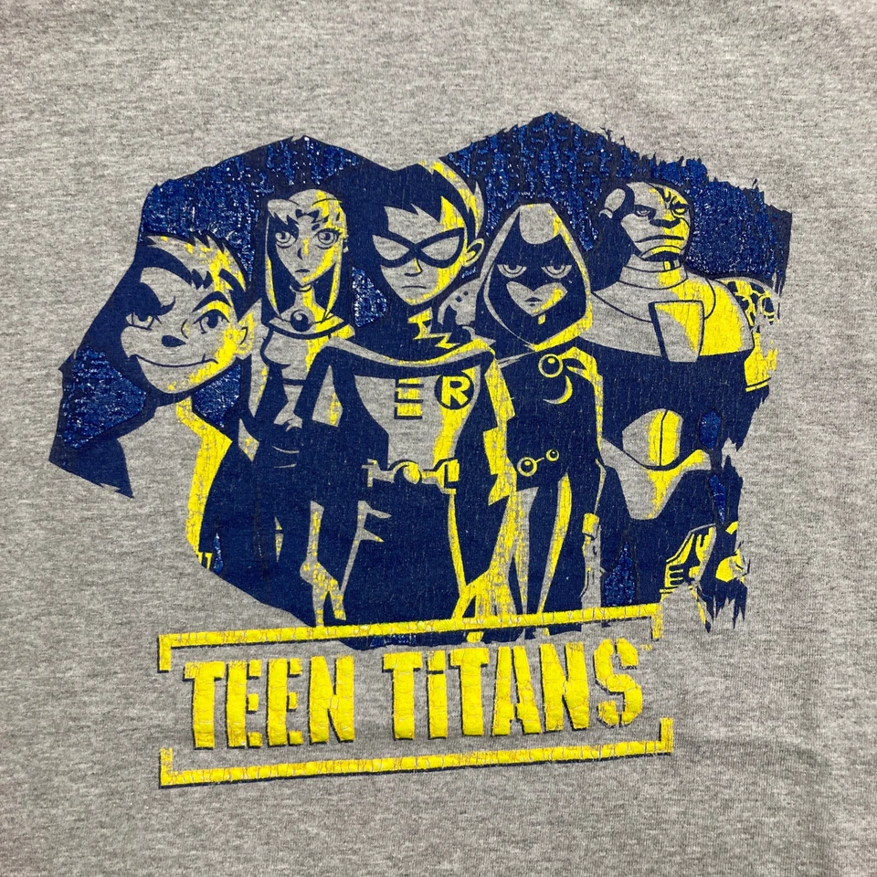 Camisa De Colección Teen Titans Niños XL Gris Azul Original Serie de TV Dibujos Animados Y2K Juventud Foto 3 de 4