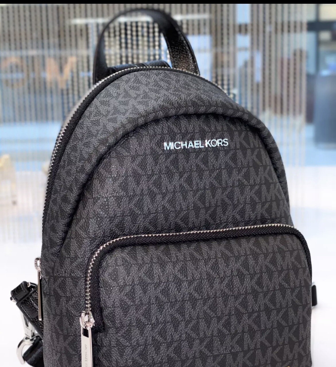 michael kors small black backpack womens