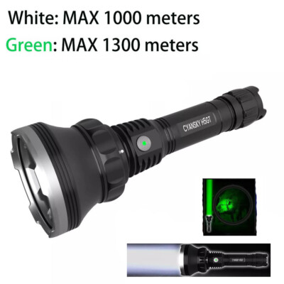 Cyansky Professional 1000 Meter Range White +Green 2 in 1 Hunting Flashlight Kit