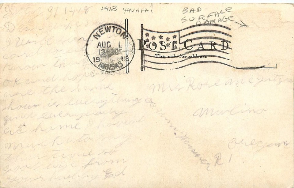 Postcard 1918 Arizona Clarkdale Yavapai Public School swings seesaw