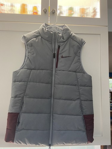Mens Nike Puffer Vest Gray and Maroon 