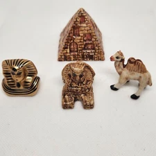 Porcelain Egyptian SetSize: Largest (Pyramid) 2" Tall x 1 3/4" Wide Set 4 Pieces