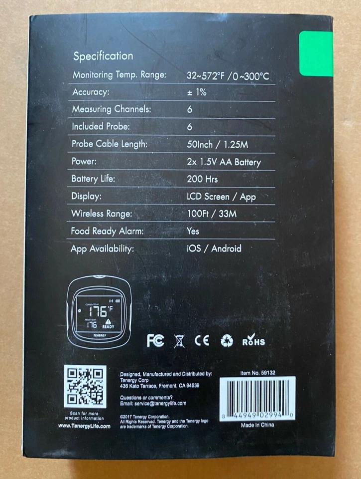 Tenergy - Termómetro inteligente para alimentos Solis - 6 canales con estuche Foto 2 de 2