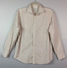 Banana Republic Dress Shirt Mens Large 16-16 1/2 White Stripe Button Long Sleeve