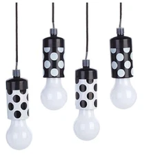 Improvements Set of 4 Fall Fiesta LED Hanging Pull Lights, Black & White