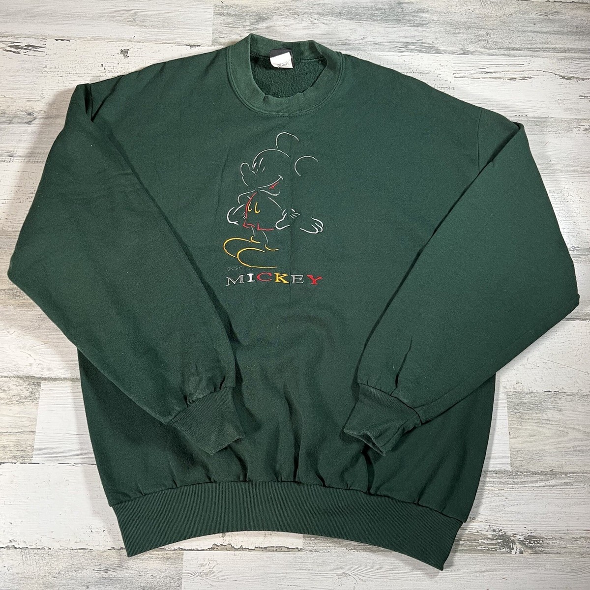 Vintage Disney Mickey Mouse Adult Green Crewneck Sweatshirt