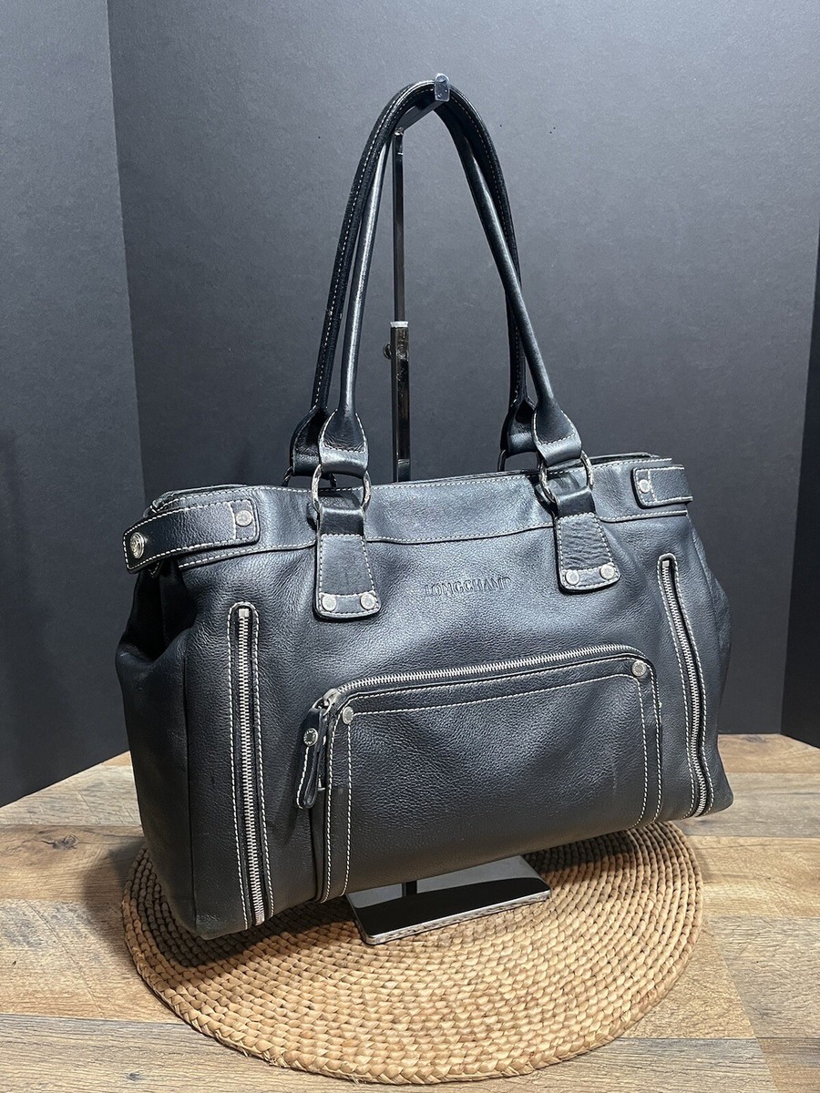 Longchamp Soft Black Leather Shoulder/Handbag Purse