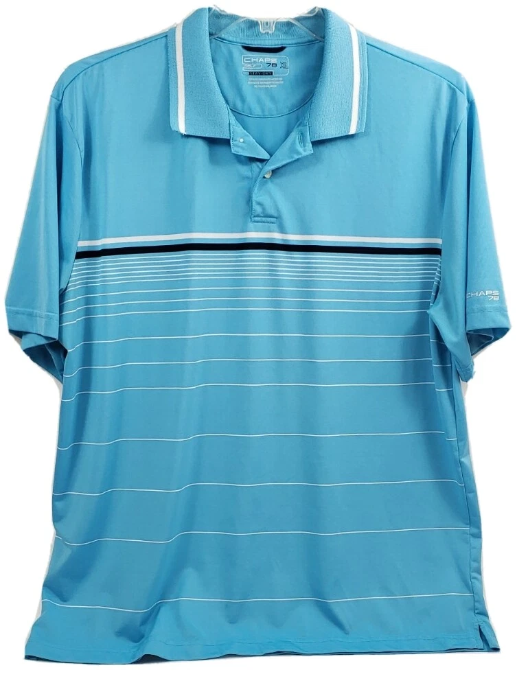 Chaps 78 Mens XL Blue Striped Golf Polo Short Sleeve Shirt