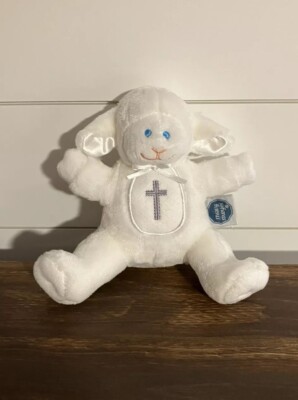 Mary Meyer Baby Lamb Plush Sheep Cross Rattle Plush Toy Christening Baptism 6 