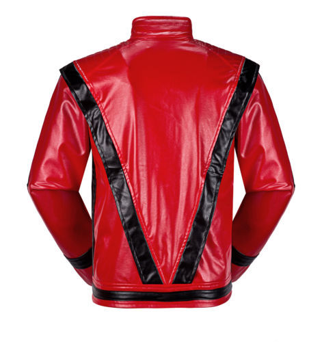 Red Thriller Leather Coat Cosplay Costume Jacket Full Set Pants:@ - Picture 8 of 8