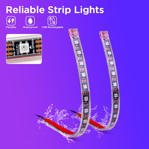 4 PIEZAS 72 LED Tira de luz de neón atmósfera interior de automóvil control remoto y Bluetooth - Imagen 3 de 9