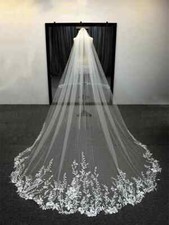Sparkling Sequin Veil Wedding Cathedral One Layer Bridal Veil Elegant Lace Veils