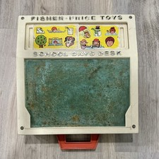 Vintage 1972 Fisher Price School Days Play Desk Toy Chalkboard Teacher