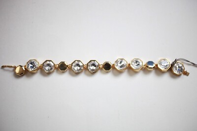 Louise et Cie Goldtone Bleecker St Bracelet Beveled Octagon Crystals $88 New