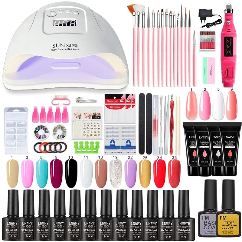 Nail kit 54/24W Nail Lamp 12/6 Colors UV Gel Nail Polish Kit Manicure Tools Set
Opens in a new windo