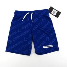 Converse Boys Blue Logo Print Mesh Shorts Size 6 Drawstring Waist NWT 24