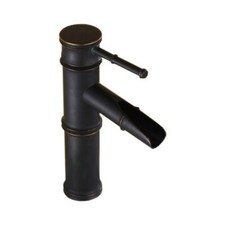 Bamboo Shape Black Finish Brass Sink Faucet Bathroom Basin Waterfall Tap 2hg018