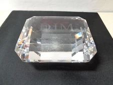 Tiffany & Co Faceted Emerald Cut Diamond Crystal Paperweight